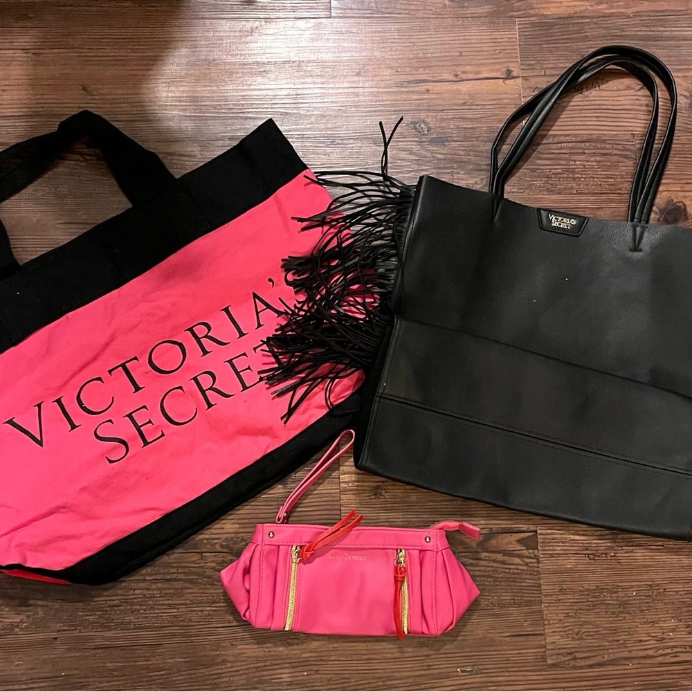 Victoria's Secret Pink and Black Tote Set